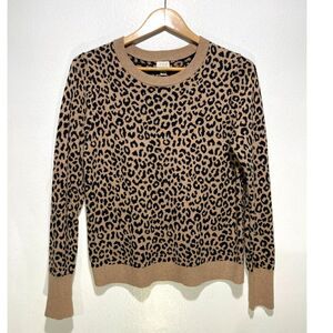 A new day sweater classic animal print winter casual mocha brown women M